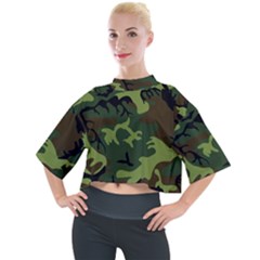 Forest Camo Pattern, Army Themed Design, Soldier Mock Neck Tee by Casemiro