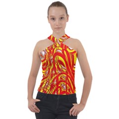 Fire On The Sun Cross Neck Velour Top by ScottFreeArt