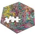 Abstract marbling Wooden Puzzle Hexagon View3