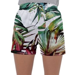 Watercolor Monstera Leaves Sleepwear Shorts by goljakoff