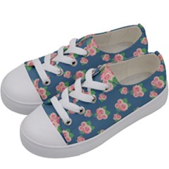 Pink Vintage Roses Kids  Low Top Canvas Sneakers by FloraaplusDesign