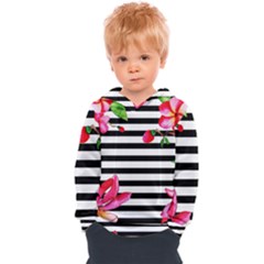 Black And White Stripes Kids  Overhead Hoodie by designsbymallika