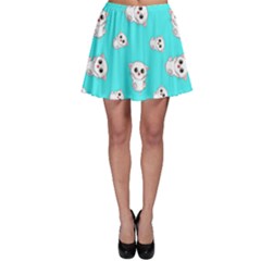 Azure Blue And Crazy Kitties Pattern, Cute Kittens, Cartoon Cats Theme Skater Skirt by Casemiro