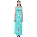 Azure blue and Crazy kitties pattern, cute kittens, cartoon cats theme Empire Waist Maxi Dress View1