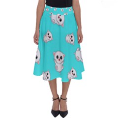 Azure Blue And Crazy Kitties Pattern, Cute Kittens, Cartoon Cats Theme Perfect Length Midi Skirt by Casemiro