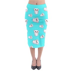 Azure Blue And Crazy Kitties Pattern, Cute Kittens, Cartoon Cats Theme Midi Pencil Skirt by Casemiro