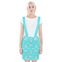 Azure Blue And Crazy Kitties Pattern, Cute Kittens, Cartoon Cats Theme Braces Suspender Skirt by Casemiro