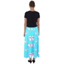 Azure blue and Crazy kitties pattern, cute kittens, cartoon cats theme Flared Maxi Skirt View2