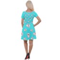 Azure blue and Crazy kitties pattern, cute kittens, cartoon cats theme Cap Sleeve Velour Dress  View2