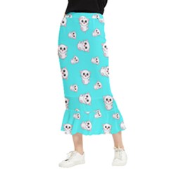 Azure Blue And Crazy Kitties Pattern, Cute Kittens, Cartoon Cats Theme Maxi Fishtail Chiffon Skirt by Casemiro