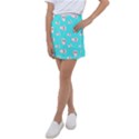 Azure blue and Crazy kitties pattern, cute kittens, cartoon cats theme Kids  Tennis Skirt View1