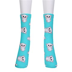 Azure Blue And Crazy Kitties Pattern, Cute Kittens, Cartoon Cats Theme Men s Crew Socks by Casemiro