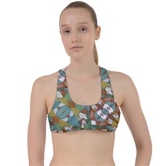 Multicolored Collage Print Pattern Mosaic Criss Cross Racerback Sports Bra by dflcprintsclothing