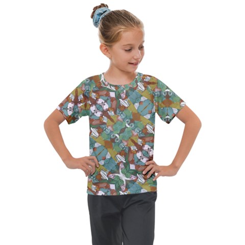 Multicolored Collage Print Pattern Mosaic Kids  Mesh Piece Tee by dflcprintsclothing