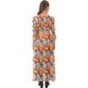 Black Orange Autumn Leaves Pattern Button Up Maxi Dress View2