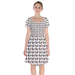 Lady Cat Pattern, Cute Cats Theme, Feline Design Short Sleeve Bardot Dress by Casemiro