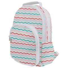 Aqua Coral Waves Rounded Multi Pocket Backpack by CuteKingdom