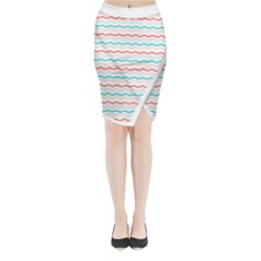 Aqua Coral Waves Midi Wrap Pencil Skirt by CuteKingdom