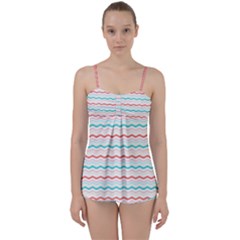 Aqua Coral Waves Babydoll Tankini Set by CuteKingdom