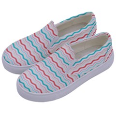 Aqua Coral Waves Kids  Canvas Slip Ons by CuteKingdom