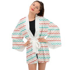 Aqua Coral Waves Long Sleeve Kimono by CuteKingdom