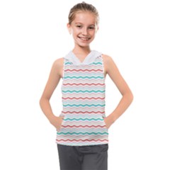 Aqua Coral Waves Kids  Sleeveless Hoodie by CuteKingdom