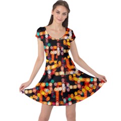 Multicolored Bubbles Print Pattern Cap Sleeve Dress by dflcprintsclothing