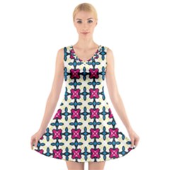 Geometric V-neck Sleeveless Dress by SychEva