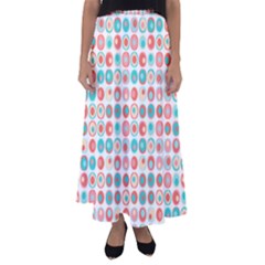 Aqua Coral Circles Flared Maxi Skirt by CuteKingdom