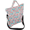 Aqua Coral Circles Fold Over Handle Tote Bag View1