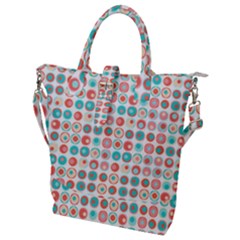 Aqua Coral Circles Buckle Top Tote Bag by CuteKingdom