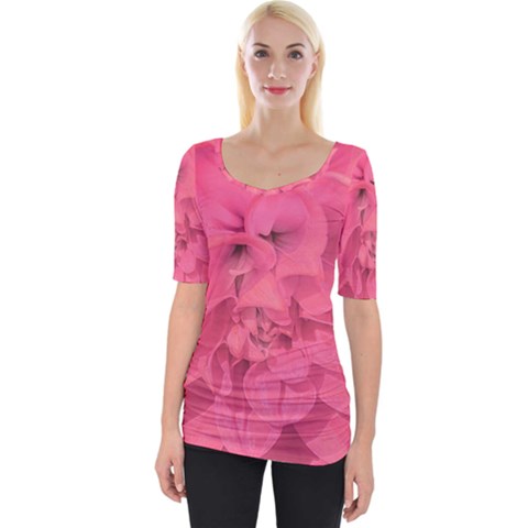 Beauty Pink Rose Detail Photo Wide Neckline Tee by dflcprintsclothing