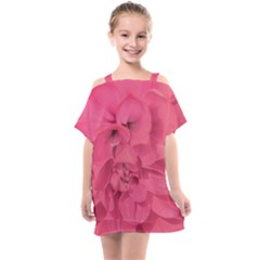 Beauty Pink Rose Detail Photo Kids  One Piece Chiffon Dress by dflcprintsclothing