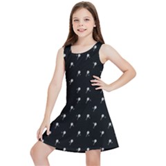 Black And White Tennis Motif Print Pattern Kids  Lightweight Sleeveless Dress by dflcprintsclothing