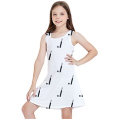 Black And White Cricket Sport Motif Print Pattern Kids  Lightweight Sleeveless Dress by dflcprintsclothing