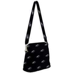 Formula One Black And White Graphic Pattern Zipper Messenger Bag by dflcprintsclothing