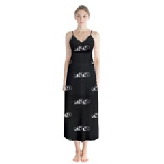 Formula One Black And White Graphic Pattern Button Up Chiffon Maxi Dress by dflcprintsclothing