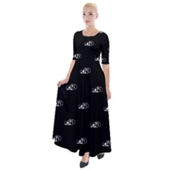 Formula One Black And White Graphic Pattern Half Sleeves Maxi Dress by dflcprintsclothing