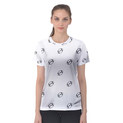 American Football Ball Motif Print Pattern Women s Sport Mesh Tee by dflcprintsclothing