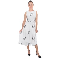 American Football Ball Motif Print Pattern Midi Tie-back Chiffon Dress by dflcprintsclothing