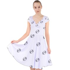 American Football Ball Motif Print Pattern Cap Sleeve Front Wrap Midi Dress by dflcprintsclothing