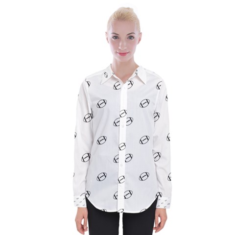 American Football Ball Motif Print Pattern Womens Long Sleeve Shirt by dflcprintsclothing