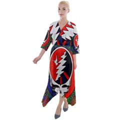 Grateful Dead - Quarter Sleeve Wrap Front Maxi Dress by Sapixe