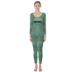 Beautiful Flowers Of Wood In The Starry Night Long Sleeve Catsuit by pepitasart