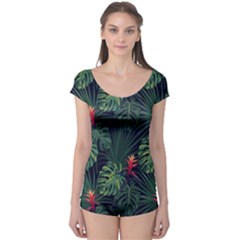 Tropical Flowers Boyleg Leotard  by goljakoff