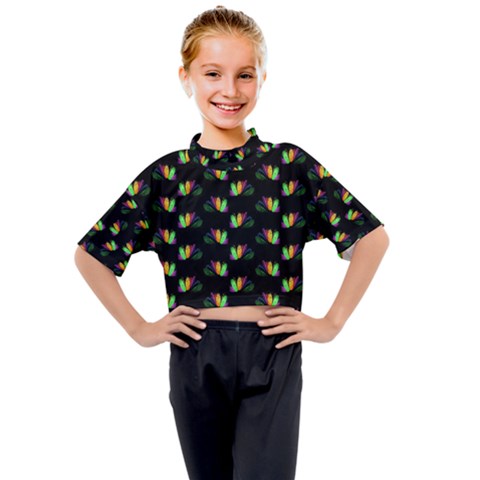 Digital Flowers Kids Mock Neck Tee by Sparkle