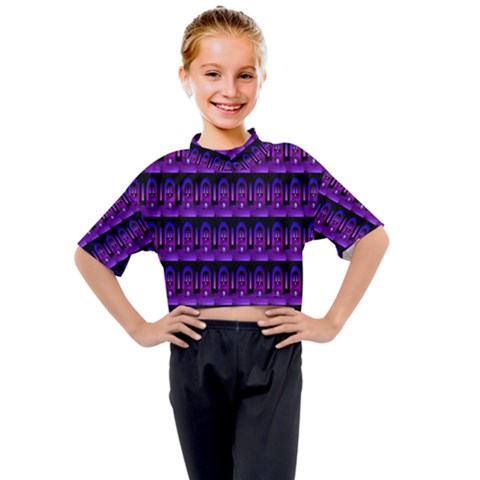 Violet Retro Kids Mock Neck Tee by Sparkle