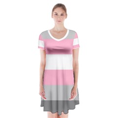 Demigirl Pride Flag Lgbtq Short Sleeve V-neck Flare Dress by lgbtnation