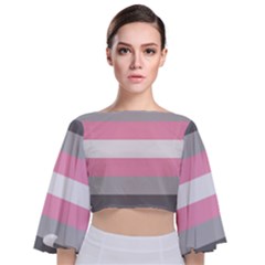 Demigirl Pride Flag Lgbtq Tie Back Butterfly Sleeve Chiffon Top by lgbtnation