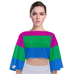 Polysexual Pride Flag Lgbtq Tie Back Butterfly Sleeve Chiffon Top by lgbtnation